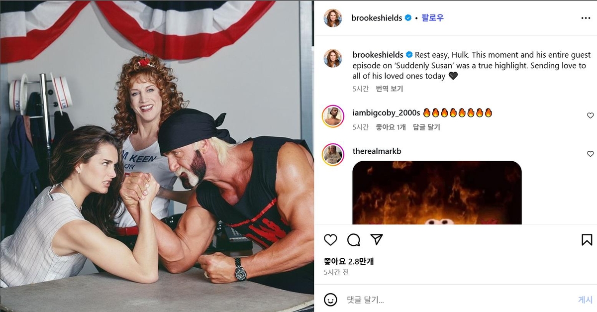할리우드 스타 브룩 실즈가 인스타그램에 올린 추모 메시지