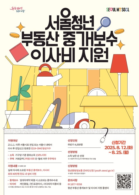 서울시, 무주택 청년에 부동산 중개보수·이사비 지원한다