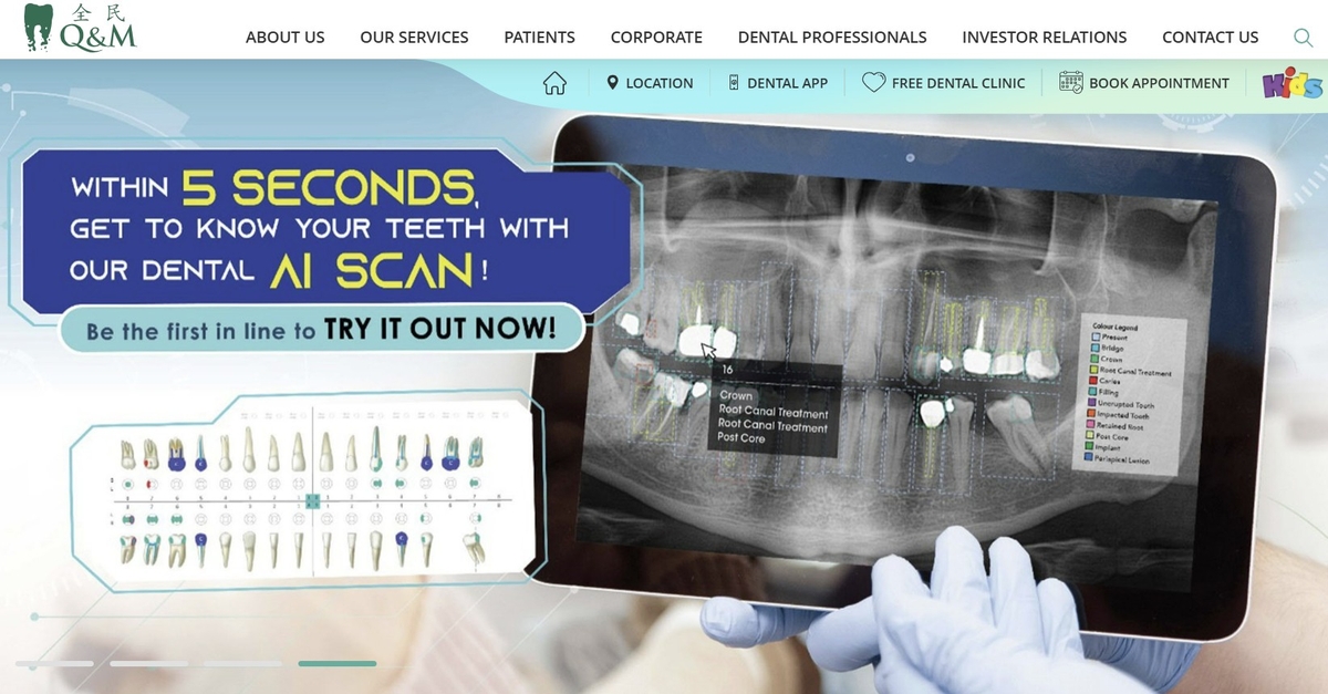 싱가포르 치과그룹 Q&M의 AI 스캔 엑스레이