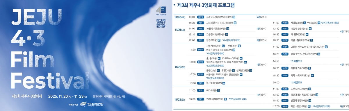 제3회 제주4·3영화제, 20∼23일 열려…한란 등 31편 상영