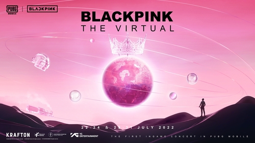 La imagen, proporcionada por YG Entertainment, muestra el póster del concierto del grupo femenino de K-pop BLACKPINK en un videojuego. El evento lleva el nombre de "BLACK PINK × PUBG MOBILE 2022 IN-GAME CONCERT : [THE VIRTUAL]". (Prohibida su reventa y archivo)