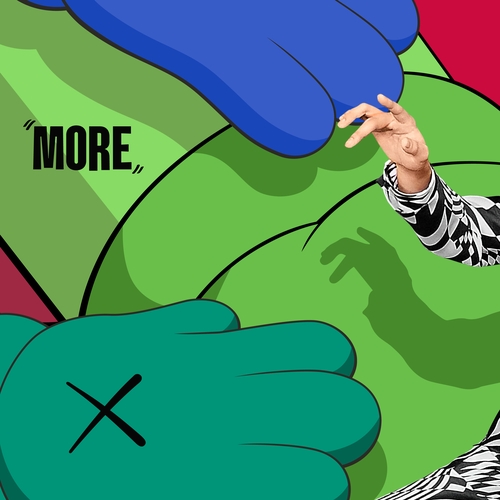 La imagen, proporcionada, el 15 de julio de 2022, por Big Hit Music, muestra el arte de la portada de "More", una de las dos canciones principales de "Jack in the Box", el nuevo álbum debut en solitario de J-Hope. La portada fue creada por el renombrado artista pop estadounidense KAWS. (Prohibida su reventa y archivo)