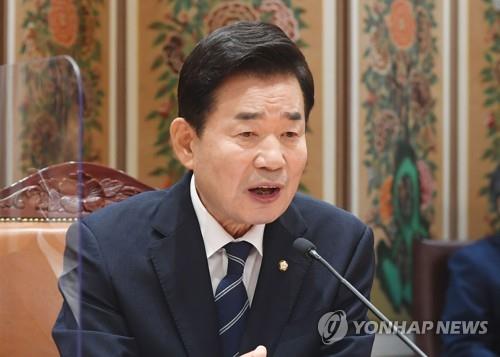 La foto de archivo, proporcionada por el cuerpo de prensa, muestra al presidente de la Asamblea Nacional de Corea del Sur, Kim Jin-pyo. (Prohibida su reventa y archivo)