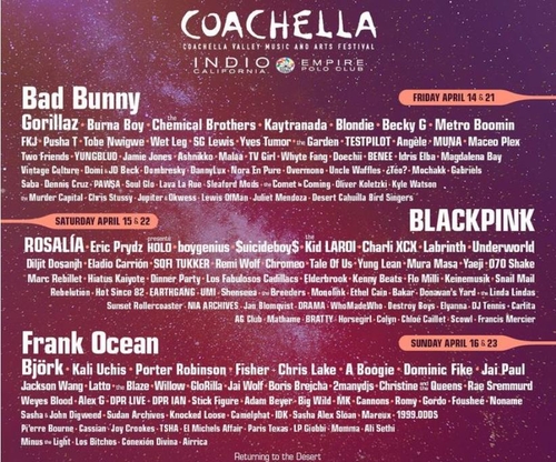 Imagen capturada de la cuenta de Instagram del Festival de Música y Artes de Coachella Valley. (Prohibida su reventa y archivo)