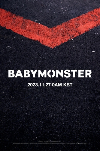 La imagen, proporcionada por YG Entertainment, muestra un póster promocional que indica el debut, el 27 de noviembre de 2023, del nuevo grupo femenino de YG, Babymonster. (Prohibida su reventa y archivo)