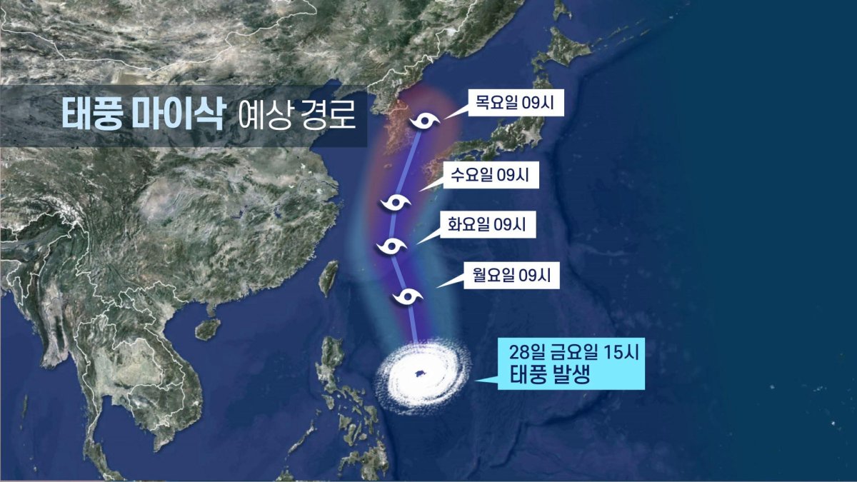 Se espera que el tifón Maysak toque tierra cerca de Busan y pase por las ciudades vecinas la próxima semana