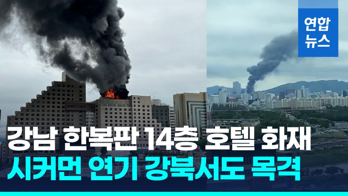 [영상] 강남 한복판 르메르디앙호텔 시커먼 연기기둥…강북서도 보였다