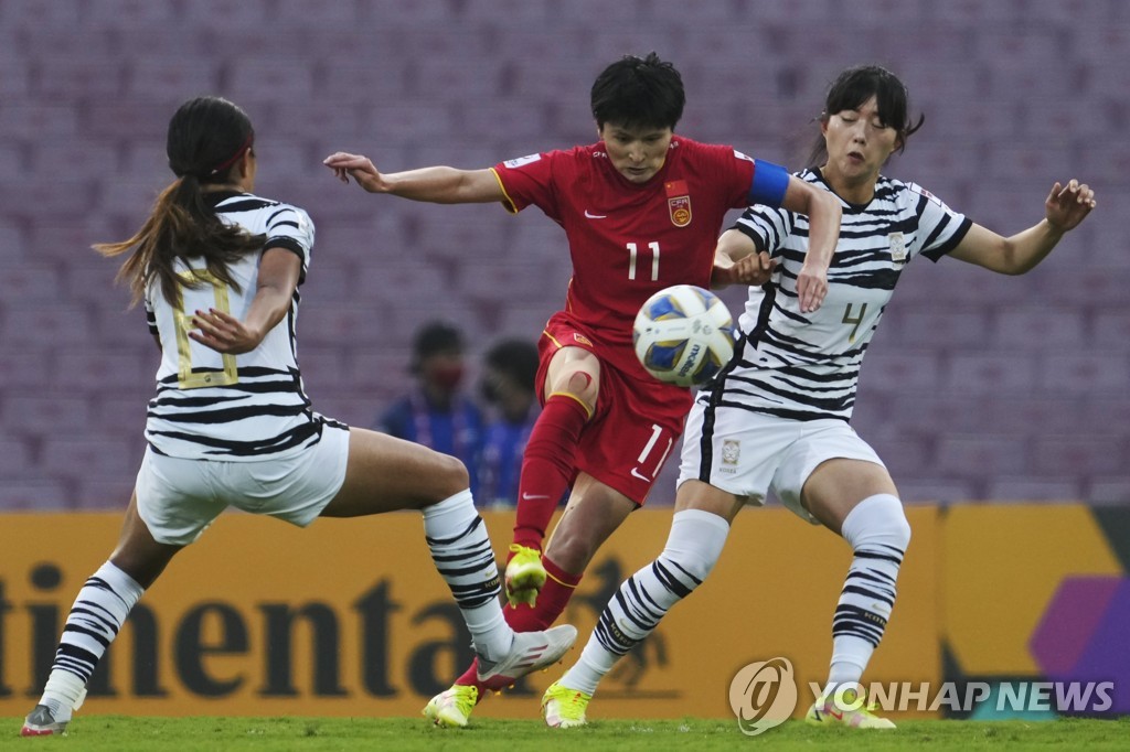2022년 2월 한국과 중국의 AFC 여자 아시안컵 경기 모습