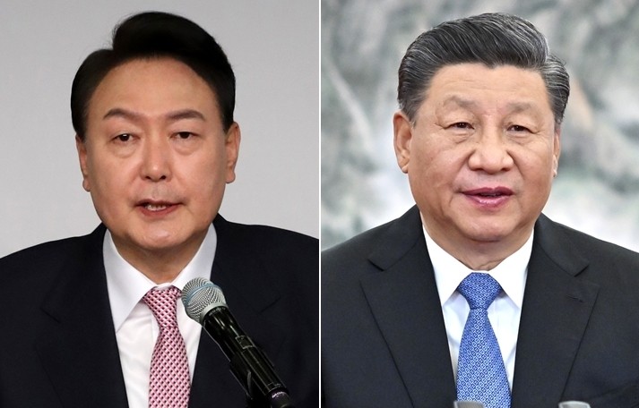 윤석열 대통령 당선인(왼쪽) -시진핑 중국 국가주석