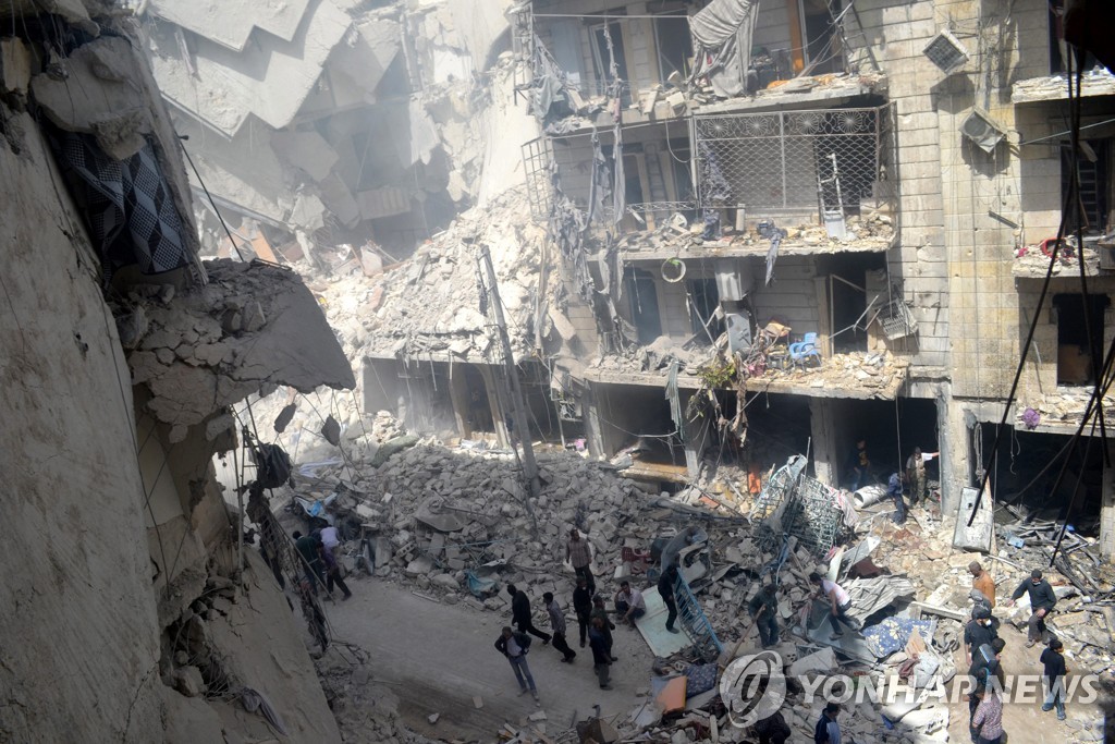 시리아내전 '최대 격전지' 알레포의 파괴된 거리