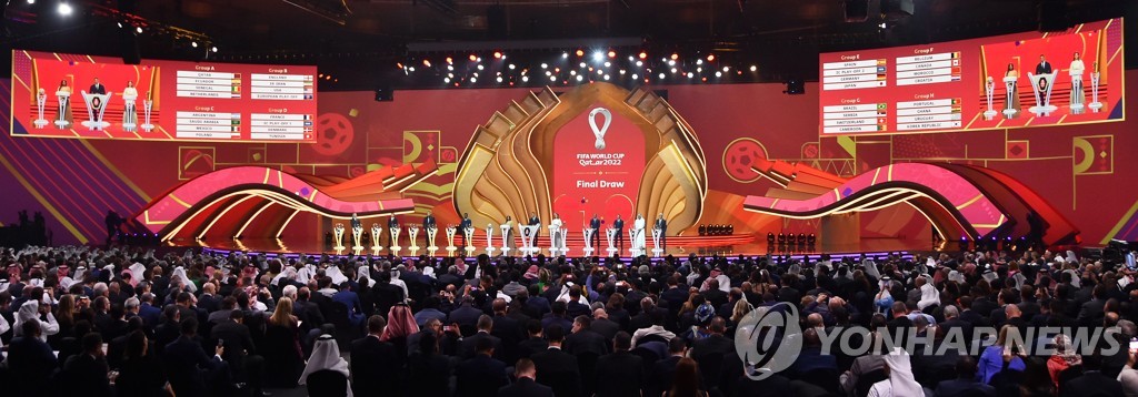 2022 카타르 월드컵 조 추첨 장면.