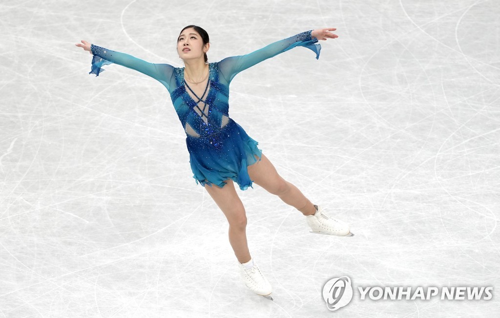 In this EPA photo, Lee Hae-in of South Korea performs during the women's short program at the International Skating Union World Figure Skating Championships at Saitama Super Arena in Saitama, Japan, on March 22, 2023. (Yonhap)