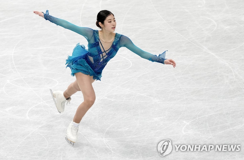 In this EPA photo, Lee Hae-in of South Korea performs during the women's short program at the International Skating Union World Figure Skating Championships at Saitama Super Arena in Saitama, Japan, on March 22, 2023. (Yonhap)