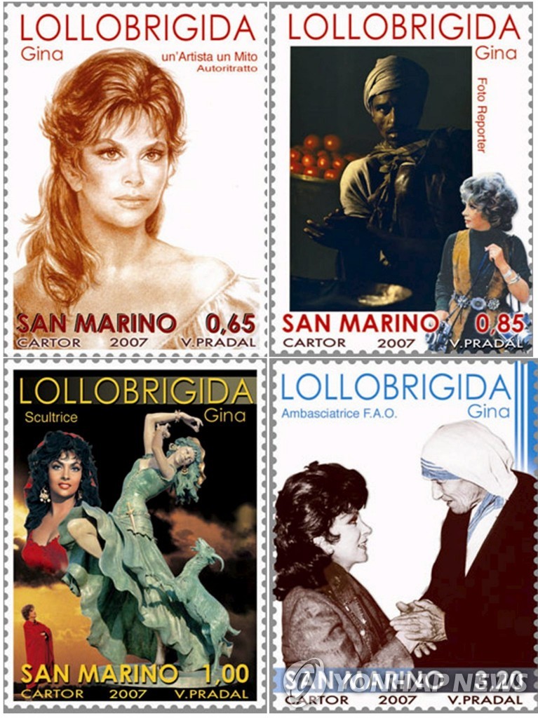 이탈리아반도 안에 있는 산마리노 공화국이 2007년 지나 롤로브리지다를 기념해 발행한 우표 시리즈