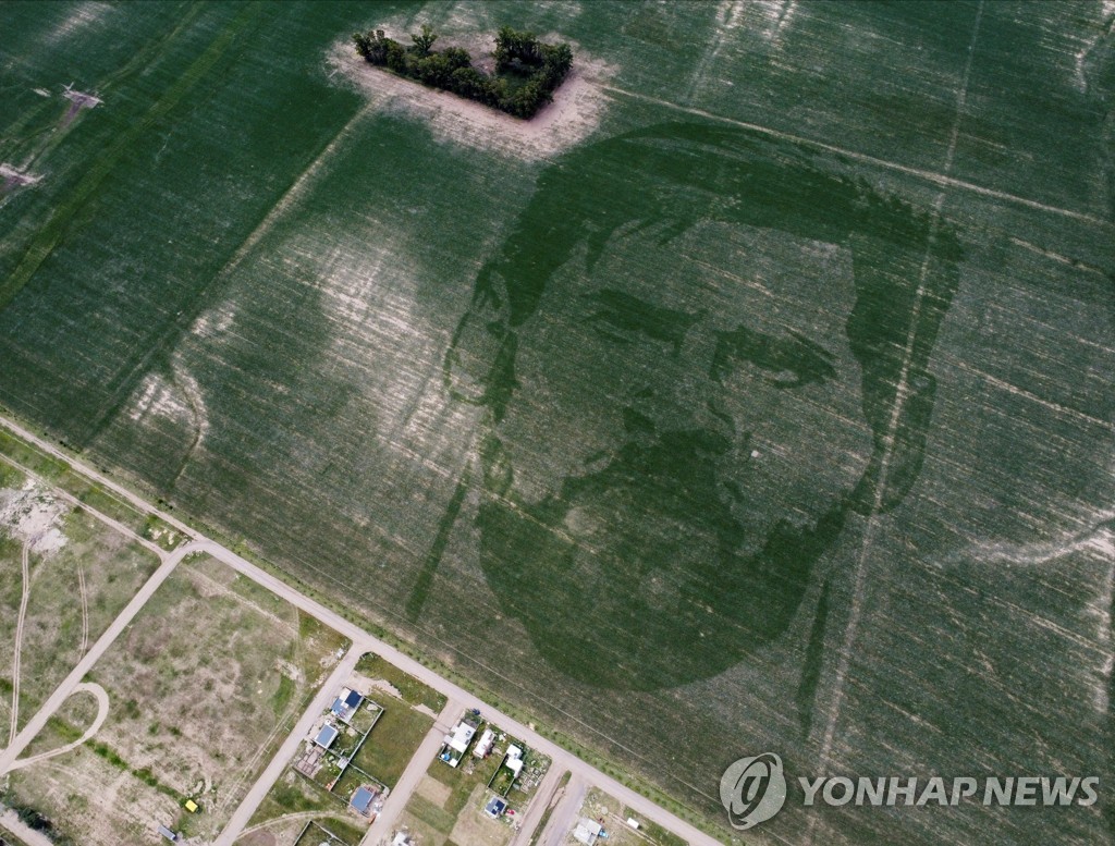 아르헨티나의 한 옥수수밭에 새겨진 리오넬 메시의 얼굴