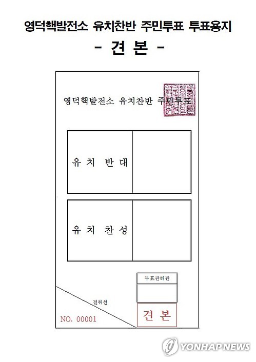 영덕 원전유치 찬반 주민투표용지 공고 | 연합뉴스