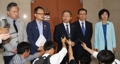 Ruling Democratic Party (DP) lawmakers on the parliamentary legislation committee hold a press briefing at the National Assembly in Seoul on Sept. 2, 2019, over a confirmation hearing for Justice Minister nominee Cho Kuk. (Yonhap)