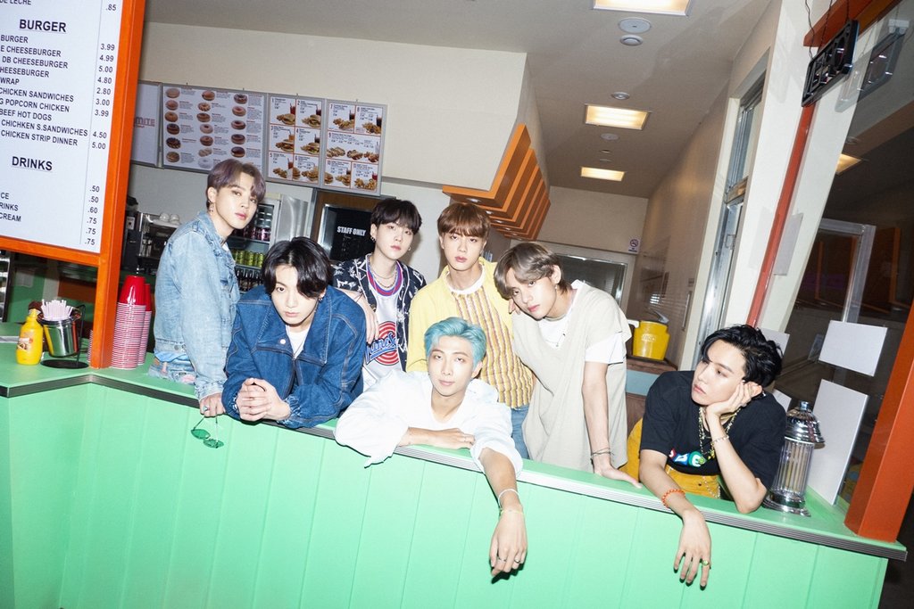A publicity photo for "Dynamite," the latest single album by K-pop giant BTS, provided by Big Hit Entertainment (PHOTO NOT FOR SALE) (Yonhap)