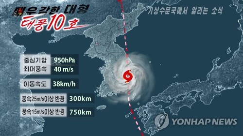 북한 기상수문국 "태풍 '하이선' 규모 대단히 커"