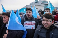 베이징올림픽 보이콧 촉구하는 터키 거주 위구르인들