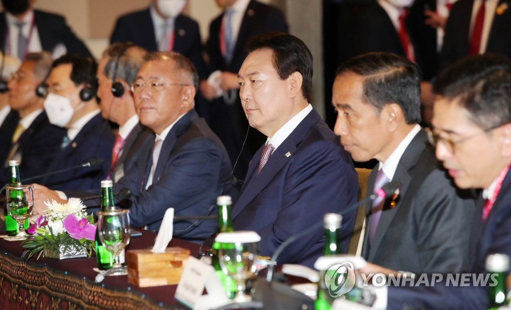 한-인니 비즈니스 라운드 테이블 참석한 윤석열 대통령