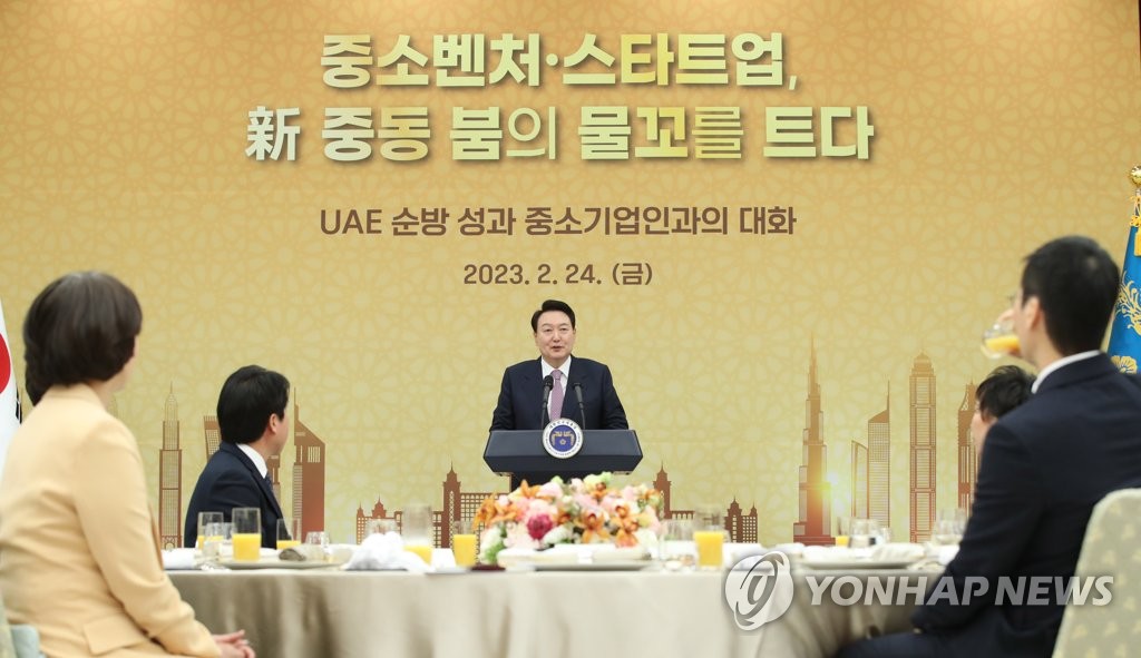 Yoon meets members of business delegation from UAE visit