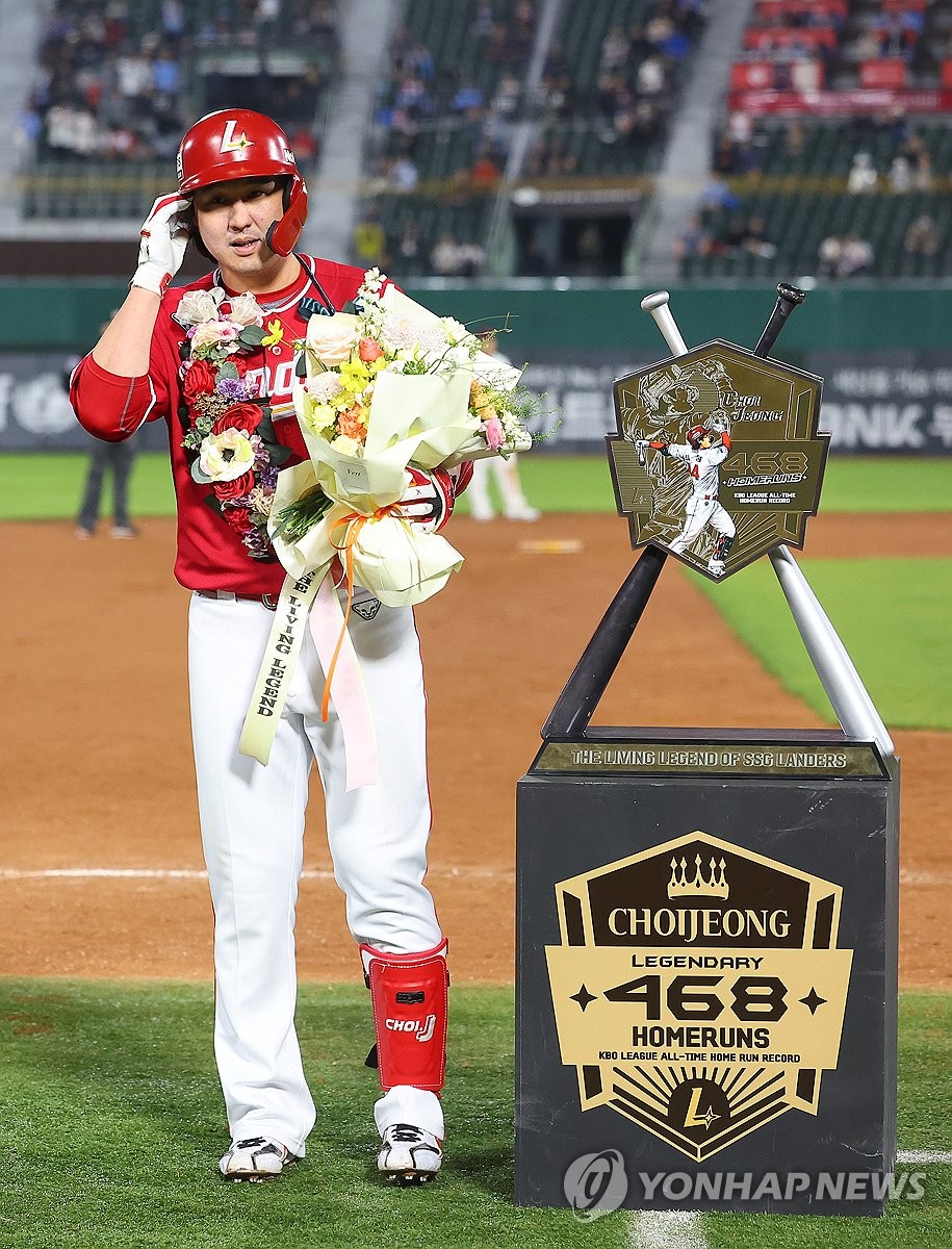 Landers slugger Choi Jeong 'proud' of breaking KBO home run