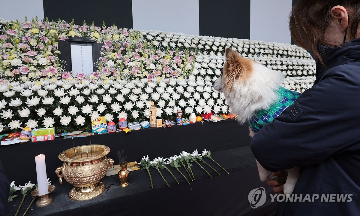 제주항공 참사 희생자 합동분향소 찾은 '푸딩이'