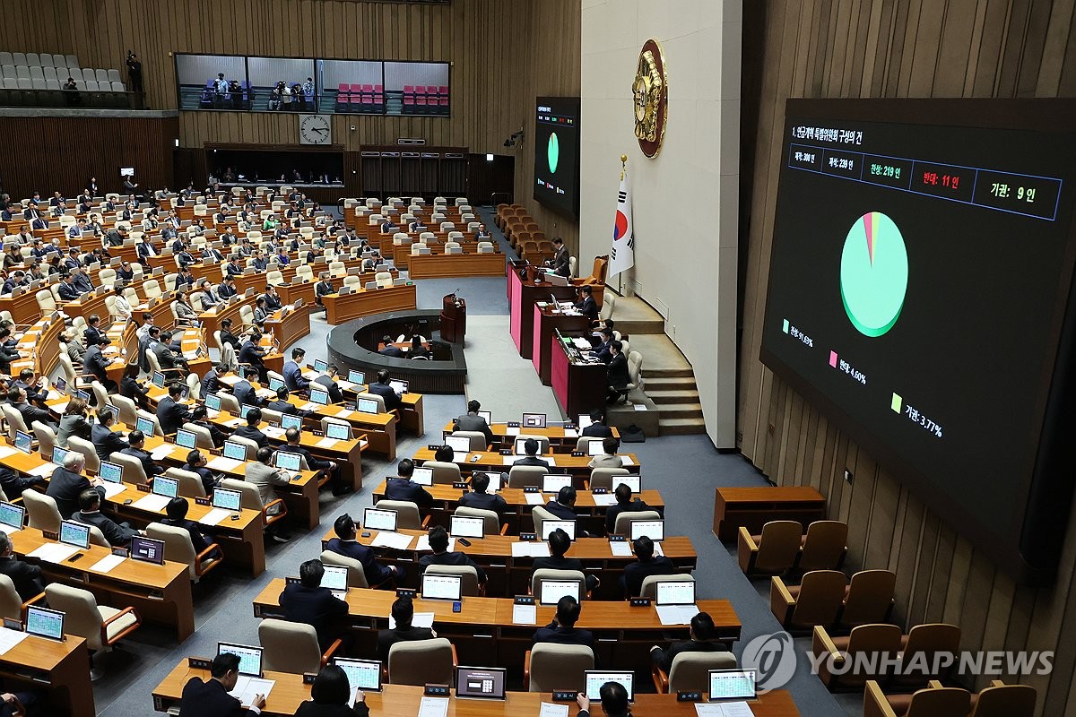 La Asamblea Nacional celebra una sesión plenaria en Seúl el 20 de marzo de 2025. (Yonhap)