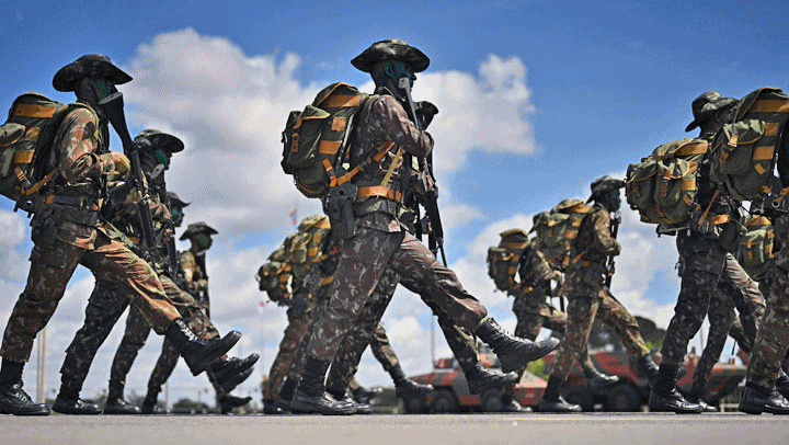 '오와 열 맞춰'…브라질 브라질리아 육군의 날 기념행사